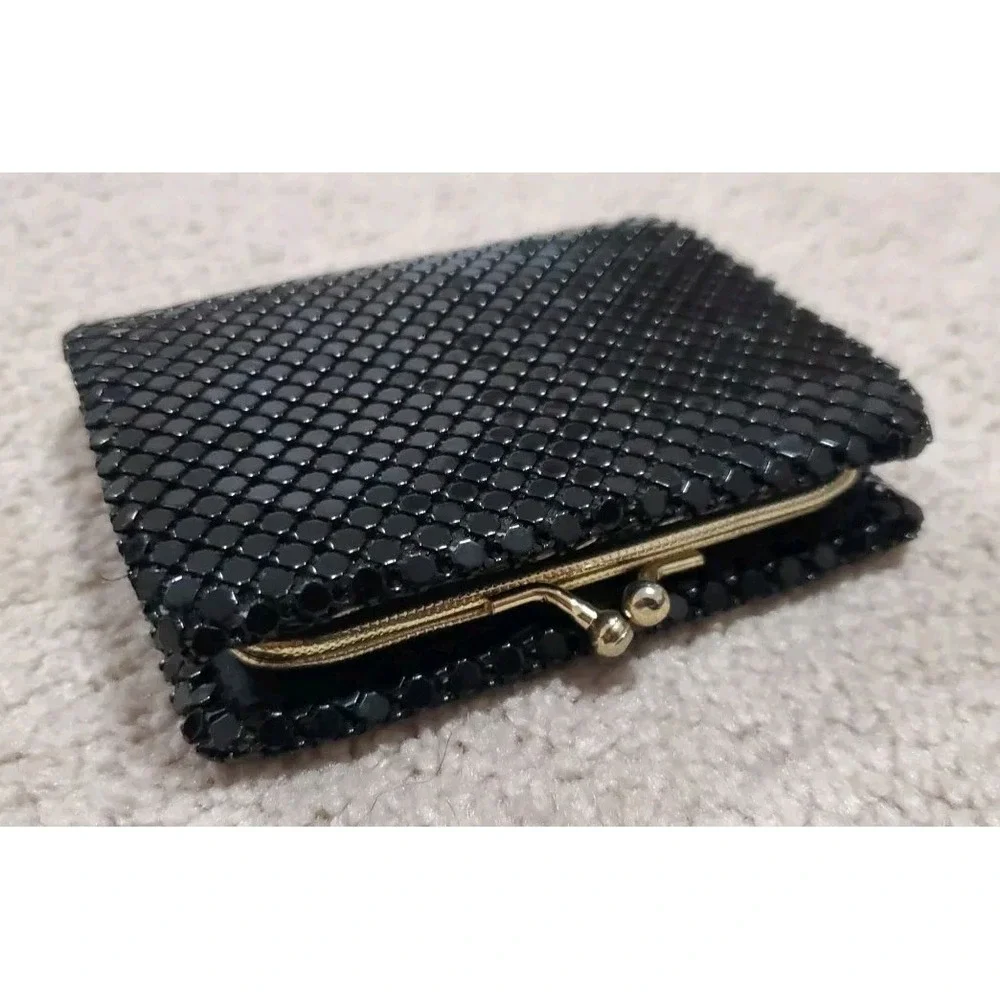 Vintage Black Aluminum Mesh Evening Bag Crossbody Clutch Purse Wallet/Coin Purse